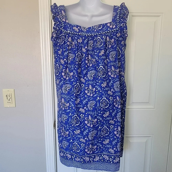 NWT Vineyard Vines Girls Flutter Sleeve Dress Blue With Pink Lt Blue Floral XL - Picture 6 of 13
